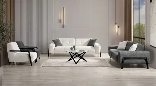 Rolex Yataklı Modern Ahşap Ayaklı Koltuk Takımı